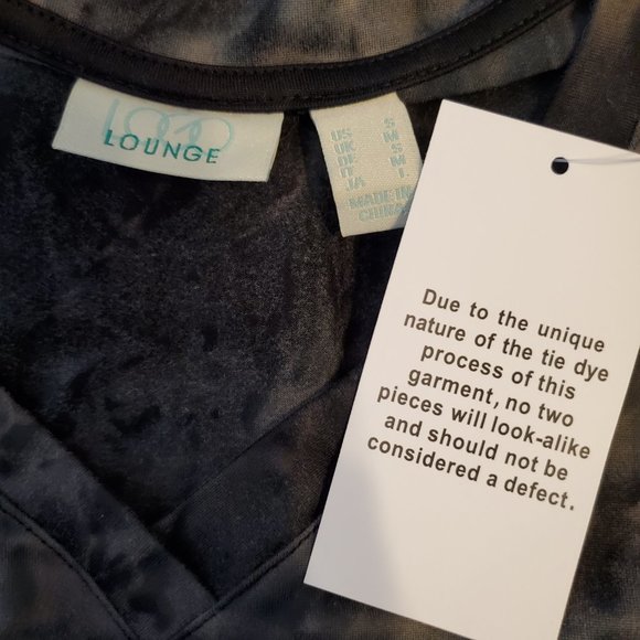 Logo Lounge Womens Black Grey Tie-Dye V-Neck Crushed Velvet Top - Picture 6 of 7